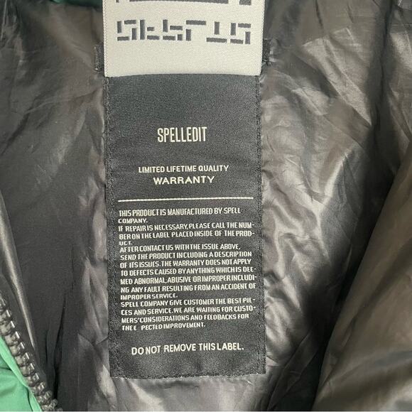 SPELLEDIT Unisex Oversized Green Puffer Jacket - Picture 8 of 9